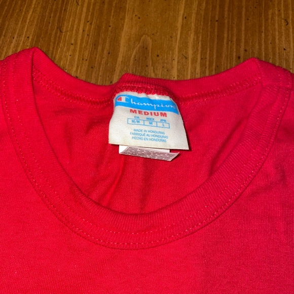 Champion Classic Red Tee Big C Logo Size Medium - Picture 2 of 4